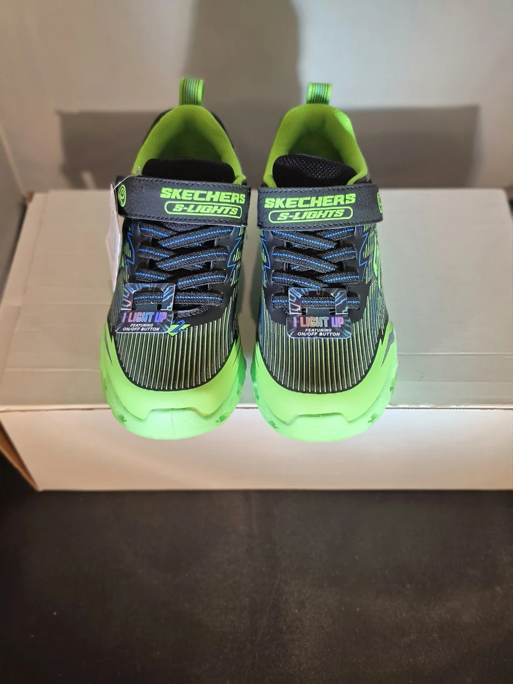 Skechers Kids' Neon Green and Black Light-Up Sneakers